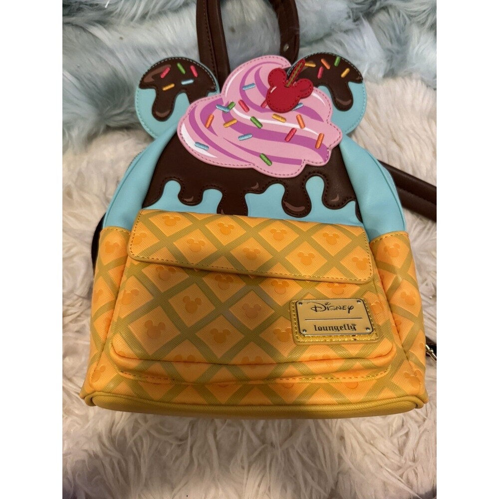 Loungefly Disney Mickey Mouse Sundae Mini Backpack Ice Cream Parks Land World - Picture 1 of 1